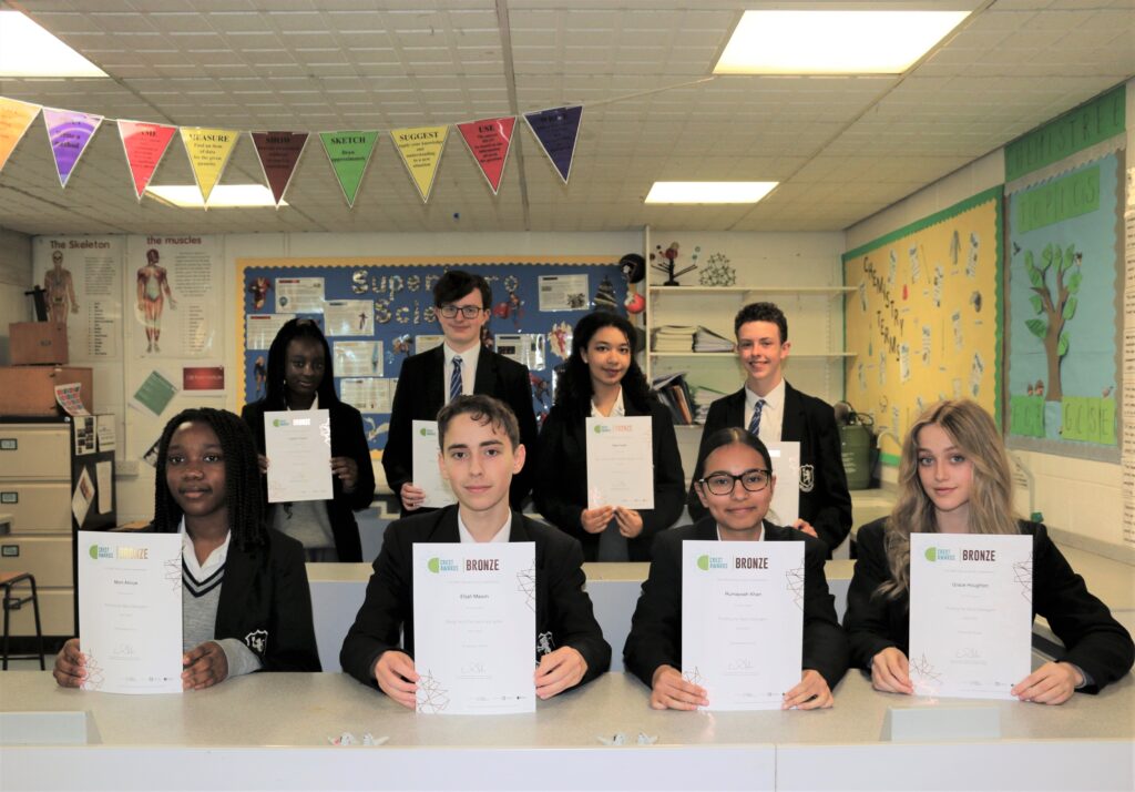 Y10 students at Bridgewater School win CREST Bronze Award